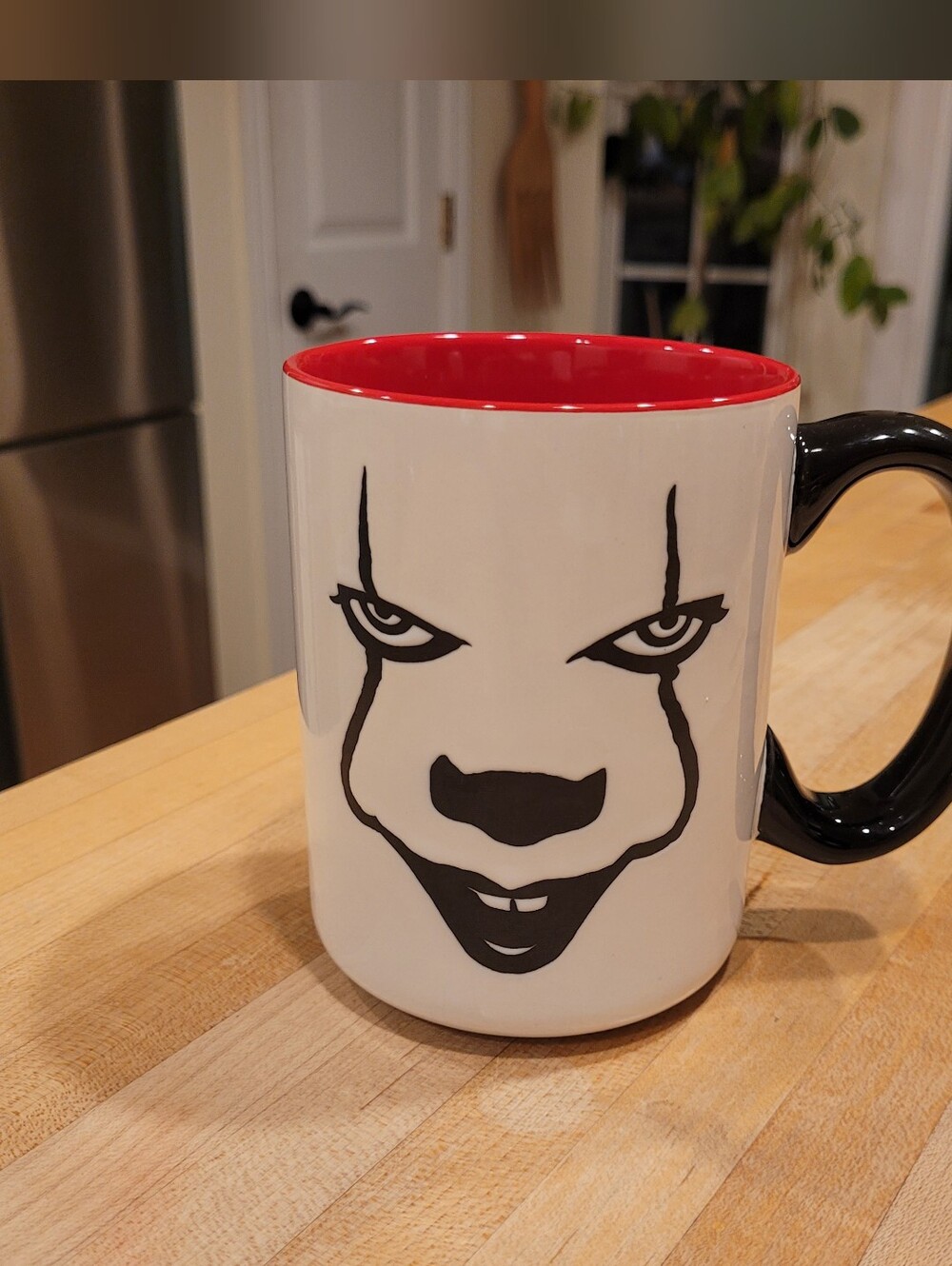 NEW White and Red Ceramic IT Halloween Face Mug with Black Handle